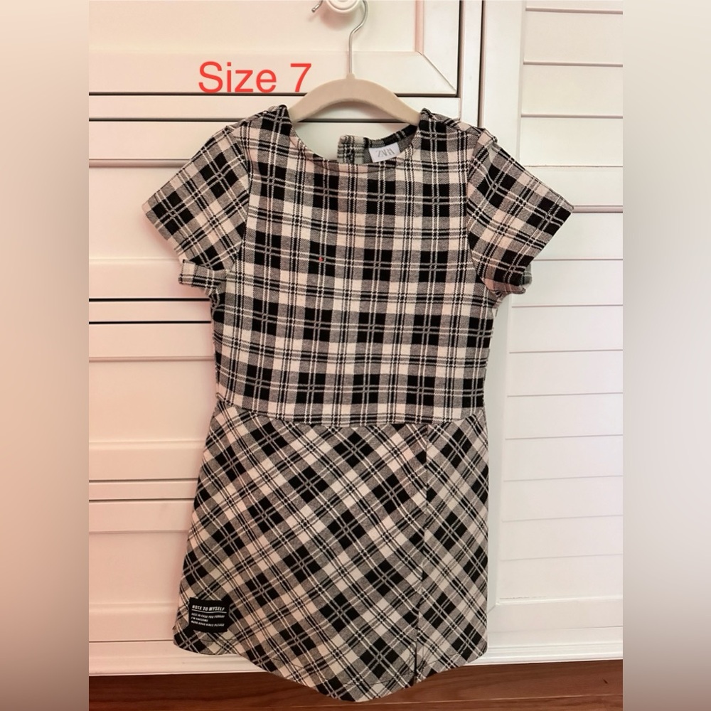 ZARA Kids | Black & White | PLAID JUMPSUIT